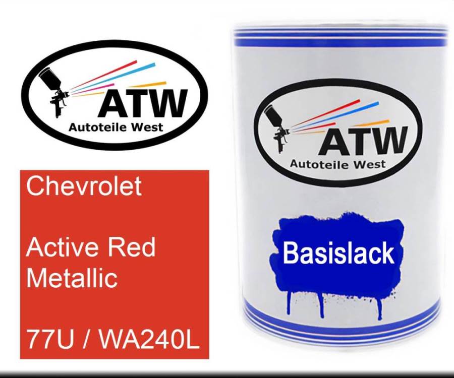 Chevrolet, Active Red Metallic, 77U / WA240L: 500ml Lackdose, von ATW Autoteile West.